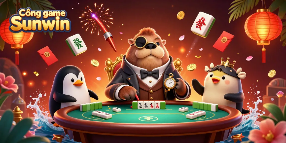 Experience thrilling gameplay at Cổng game Sunwin with a cartoon walrus in a poker showdown.