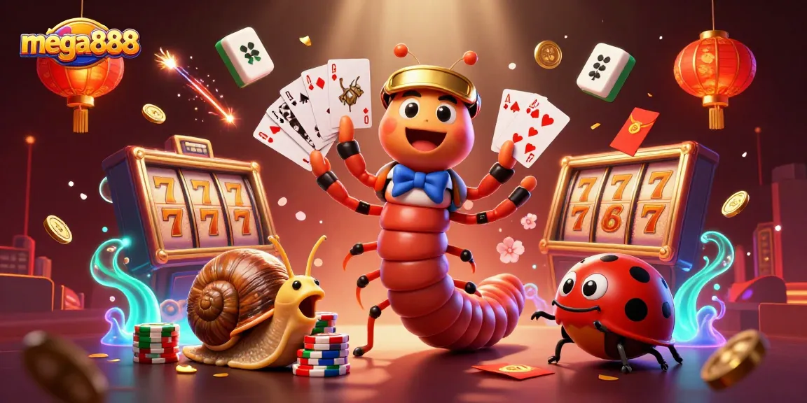Engage with mega888's thrilling casino excitement through vibrant, dynamic gameplay illustration.