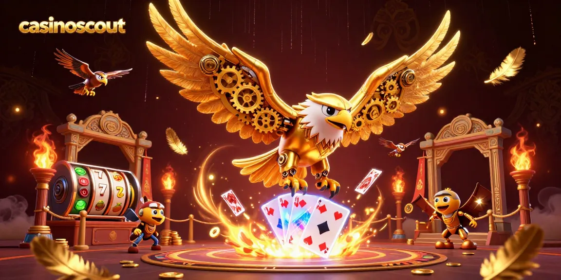 Experience thrilling gameplay with casinoscout in a vibrant online casino scene packed with action and golden elements.