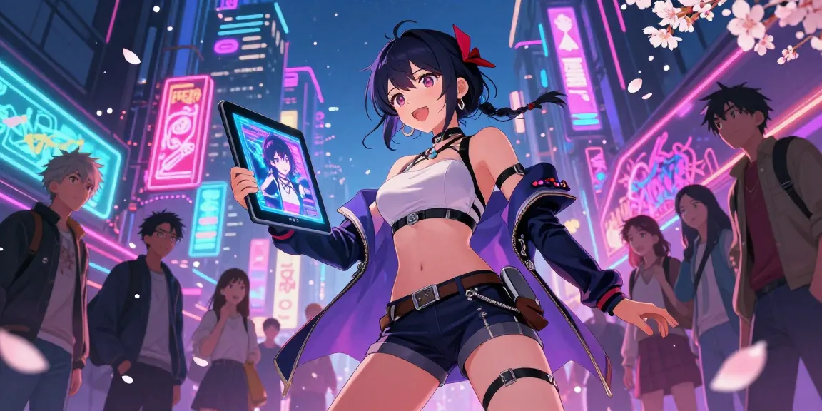 Explore the vibrant world of ecchi ai with an anime character showcasing beautiful digital art in a neon-lit city.