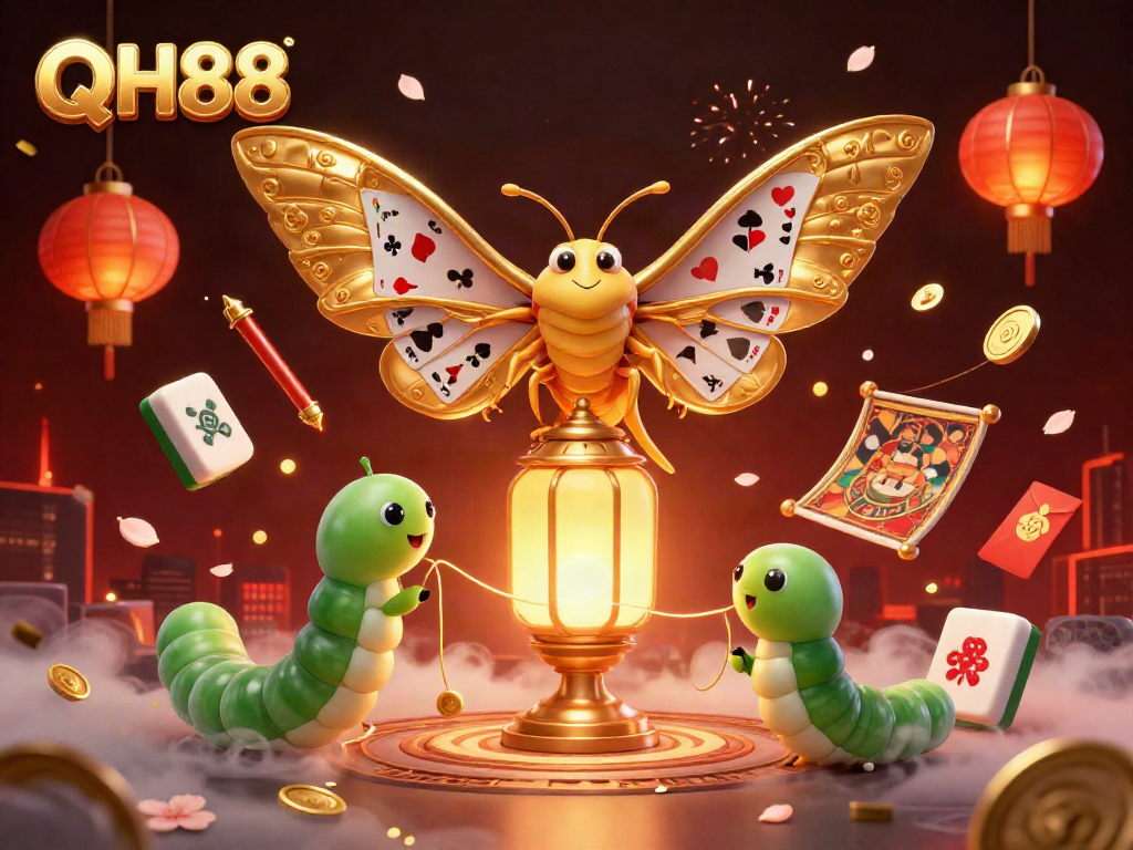 Experience the elegance of QH88 online casino through a vibrant, detailed 3D illustration.