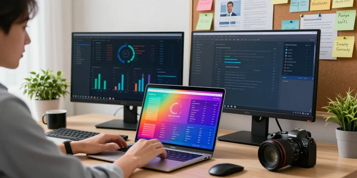 Expert in instant indexing analyzing SEO metrics in a vibrant marketing workspace.