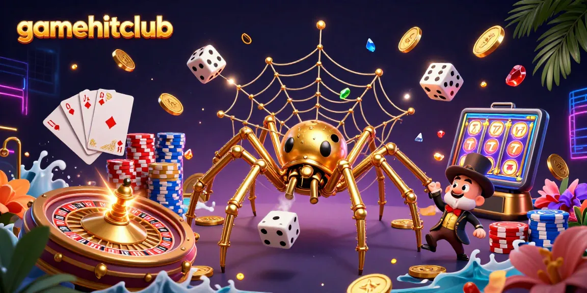 Experience gamehitclub's thrilling steampunk casino art featuring a golden spider and clever elements.
