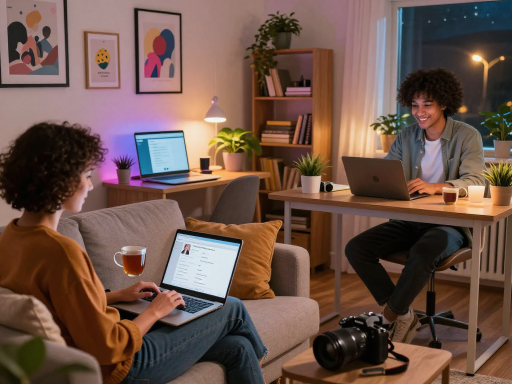 Intimate digital conversation showcasing sex chat AI interactions in a cozy atmosphere