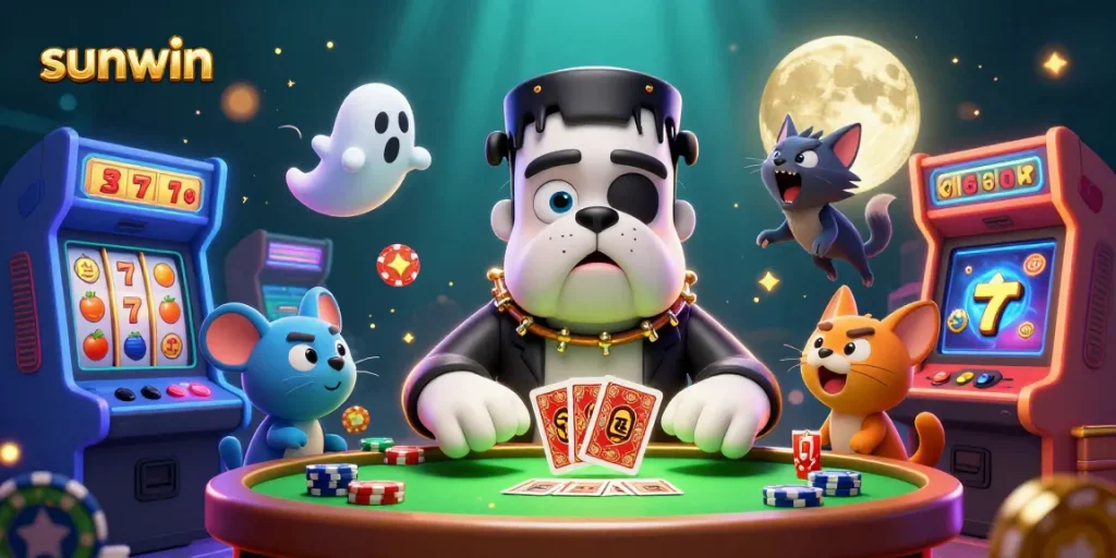 Engage with sunwin's thrilling gaming experience featuring a dog dealer and slot elements.